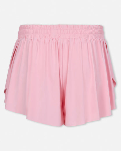 Back of women's black butterfly shorts#color_pink