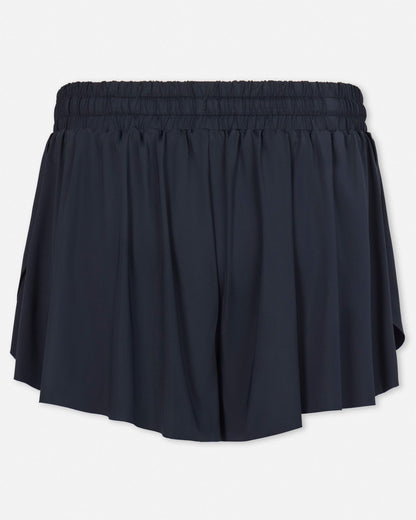 Back of women's black butterfly shorts#color_black