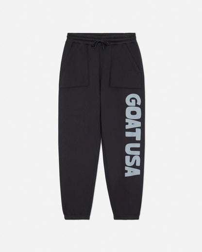 Dark gray sweatpants with 'GOAT USA' text on a light gray background#color_dark-gray