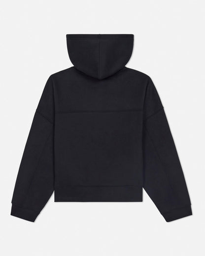 Black hoodie on a light gray background#color_black
