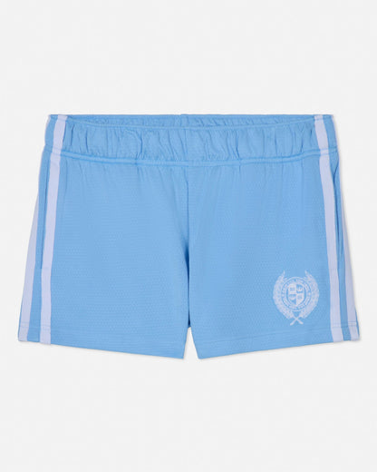 Light blue shorts with white stripes on a white background#color_carolina-blue