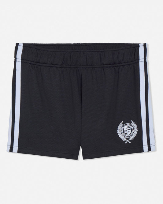Black shorts with white stripes on a white background#color_black