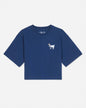Blue oversized crop top with white goat design#color_moonlite-ocean