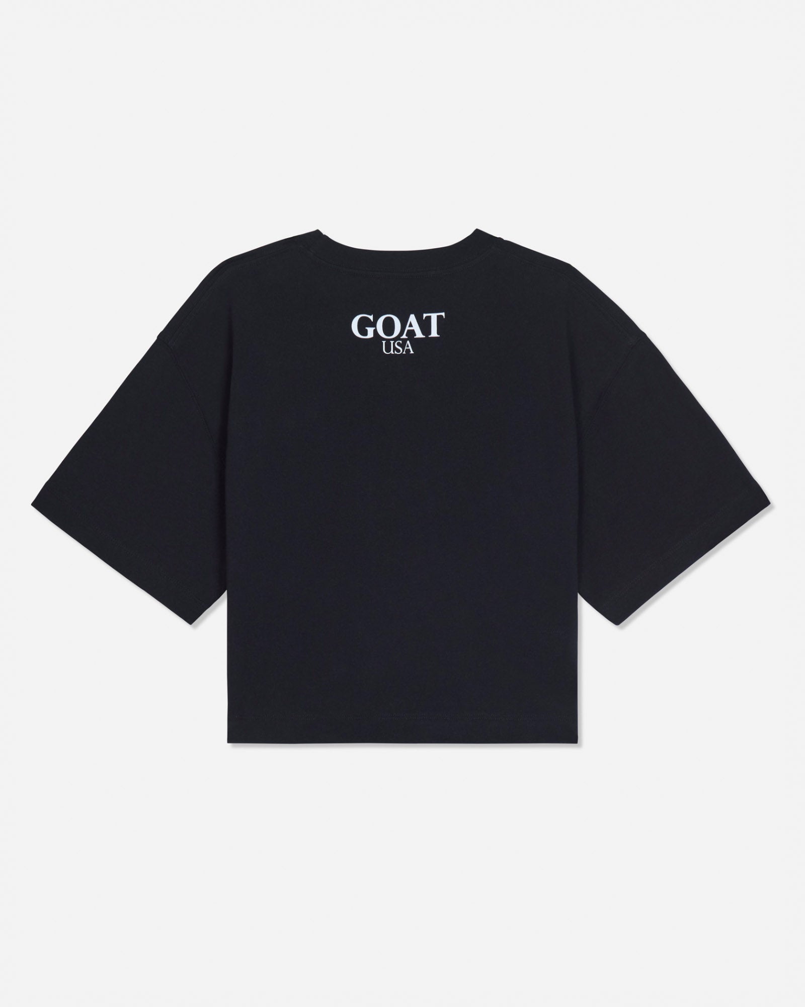 Back of black oversized crop top#color_black
