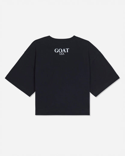 Back of black oversized crop top#color_black