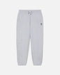 Gray sweatpants with a small logo on a light gray background#color_pale-gray