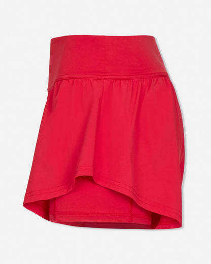 Red skirt short on a light gray background#color_poinsettia