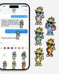 Phone with text conversation and various cartoon goat icons