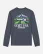Gray long-sleeve shirt with lacrosse graphic and 'GOAT USA Lacrosse' text on a light gray background