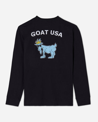 (Back)Black long sleeve with big goat graphic#color_black
