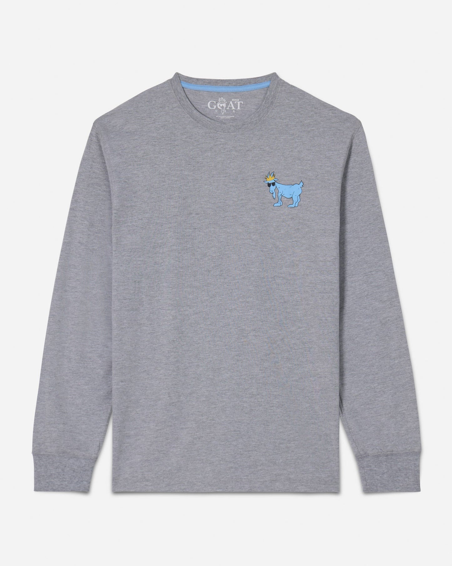 (Front)Gray long sleeve with blue goat logo#color_gray