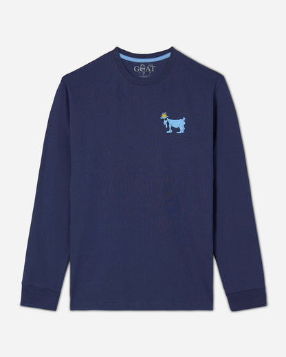 (Front)Navy long sleeve with blue goat logo#color_navy