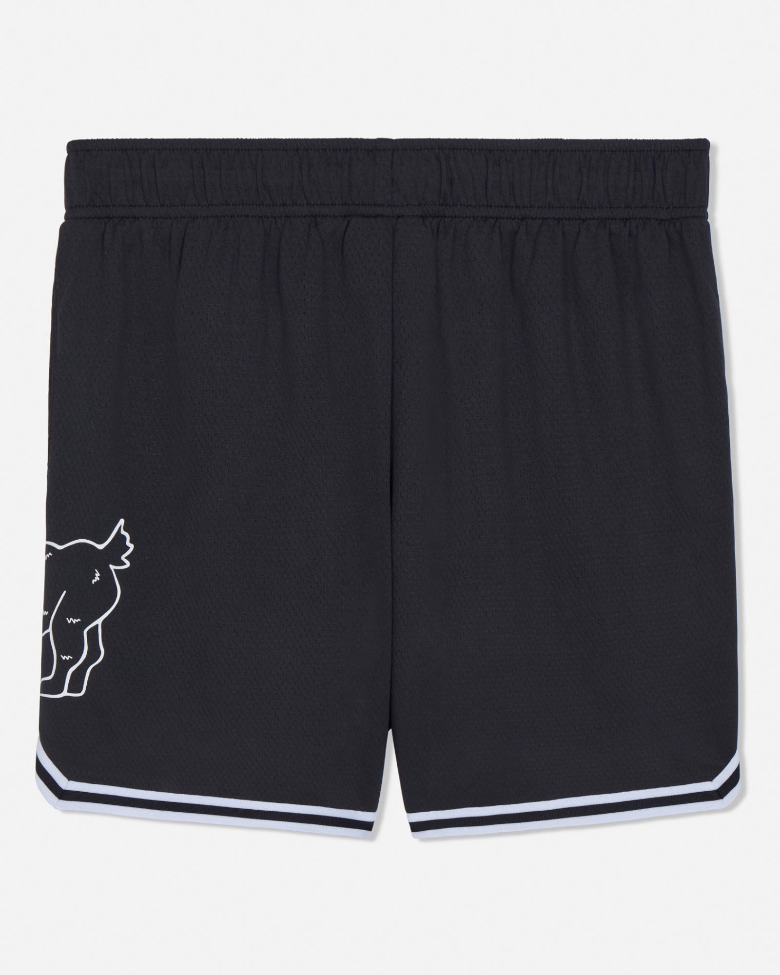 Black shorts with a white logo on a white background#color_black