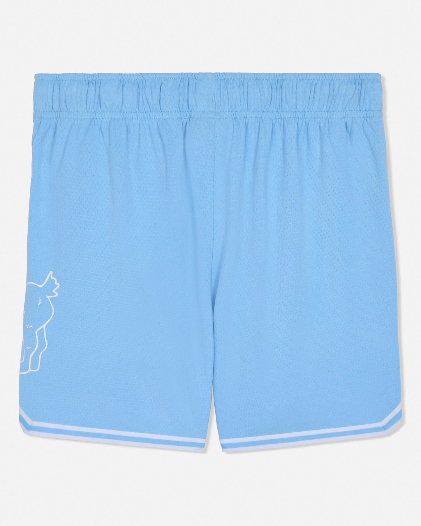 Light blue shorts with a white outline design on a white background#color_carolina-blue