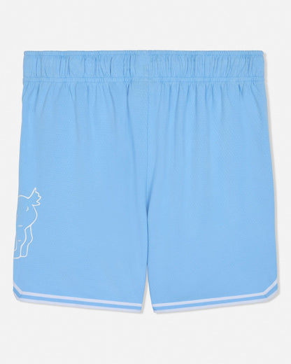 Light blue shorts with a white outline design on a white background#color_carolina-blue
