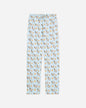 Front of ice blue pajama pants with cookie and cookie goats pattern