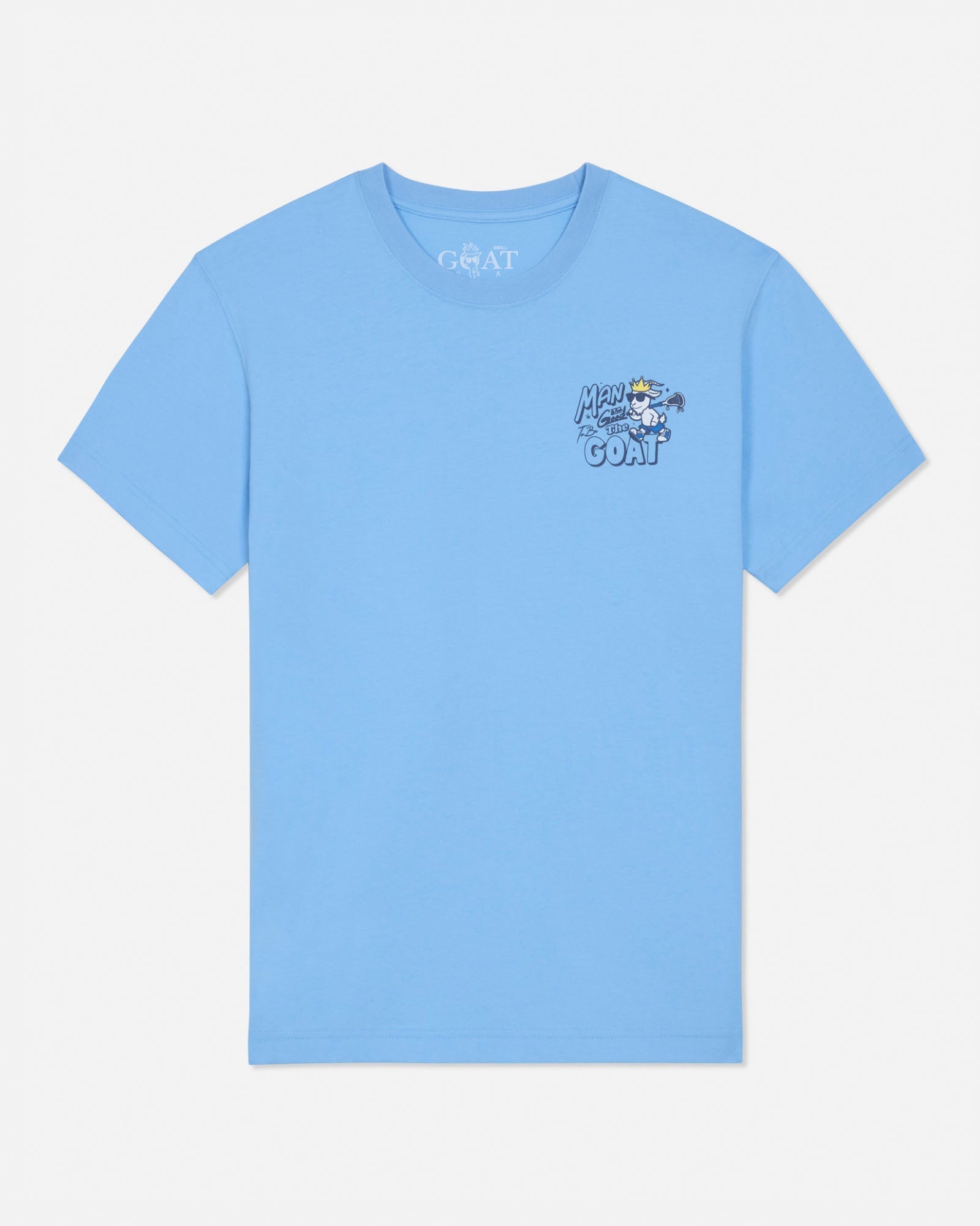 Light blue t-shirt with a graphic design on a white background