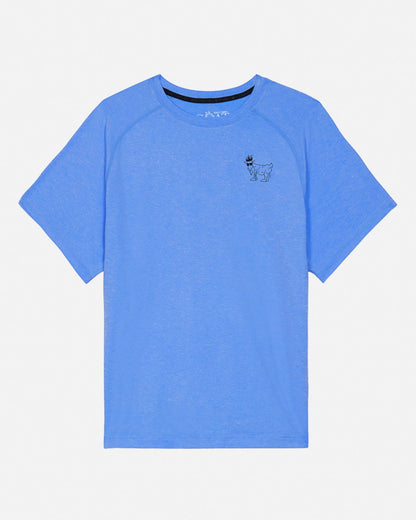 Blue t-shirt with a small graphic on a white background#color_royal