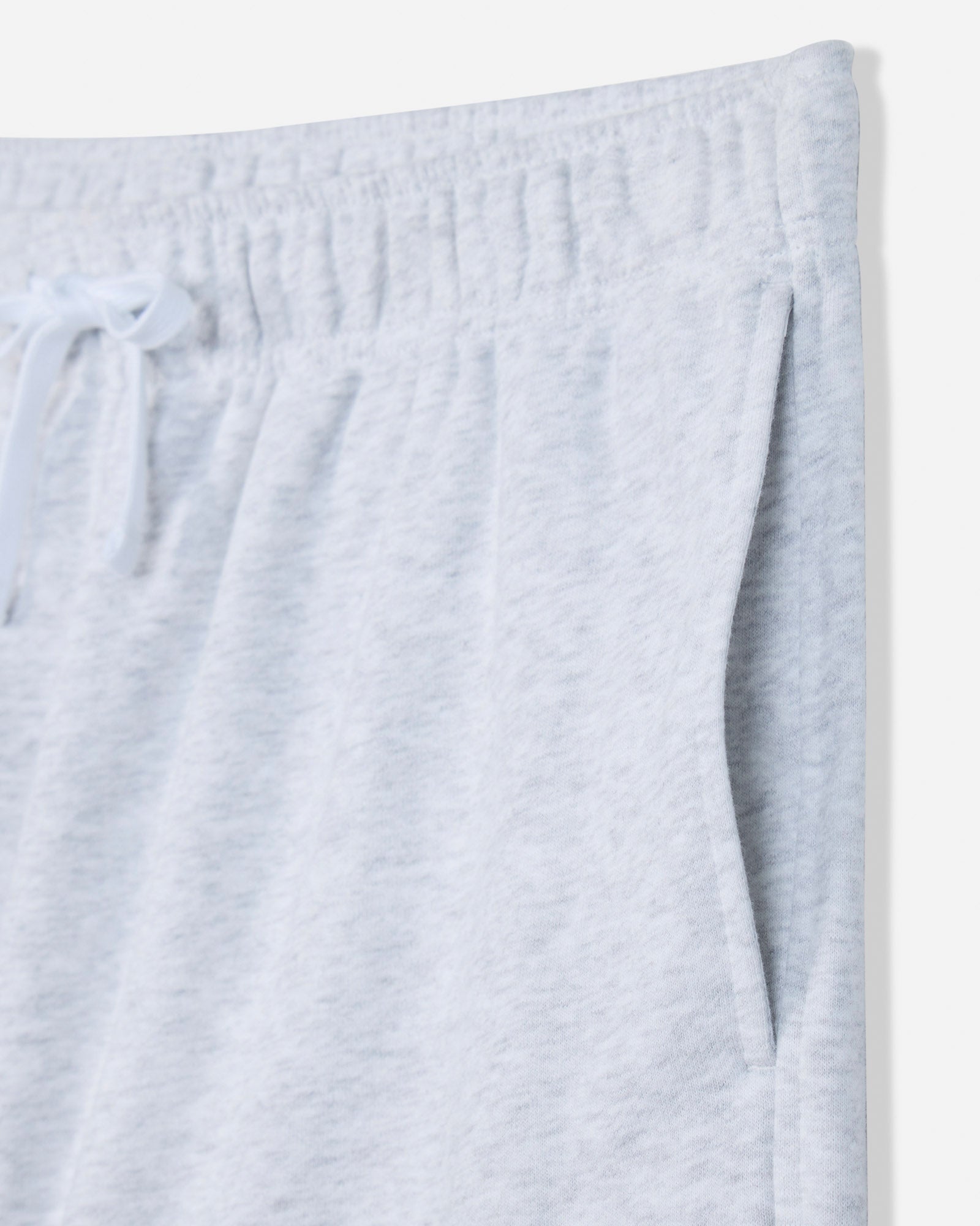 Close-up of pocket on pale gray heather french terry shorts#color_pale-gray-heather