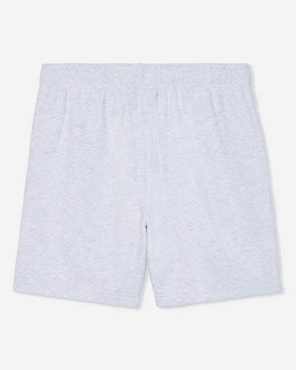Back of pale gray heather french terry shorts#color_pale-gray-heather