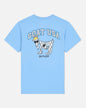 Light blue t-shirt with a graphic of a goat and 'GOAT USA' text on a white background