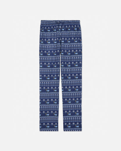Blue patterned pajamas on a white background