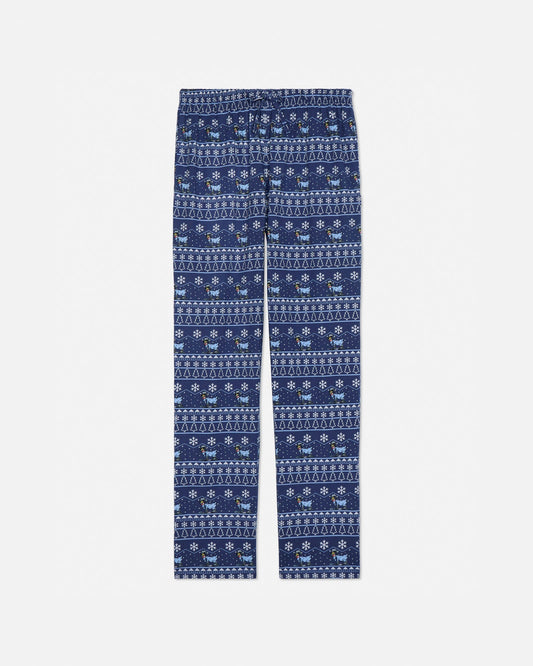 Blue patterned pajamas on a white background