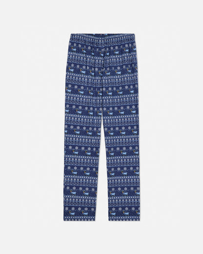 Blue patterned pajamas on a white background