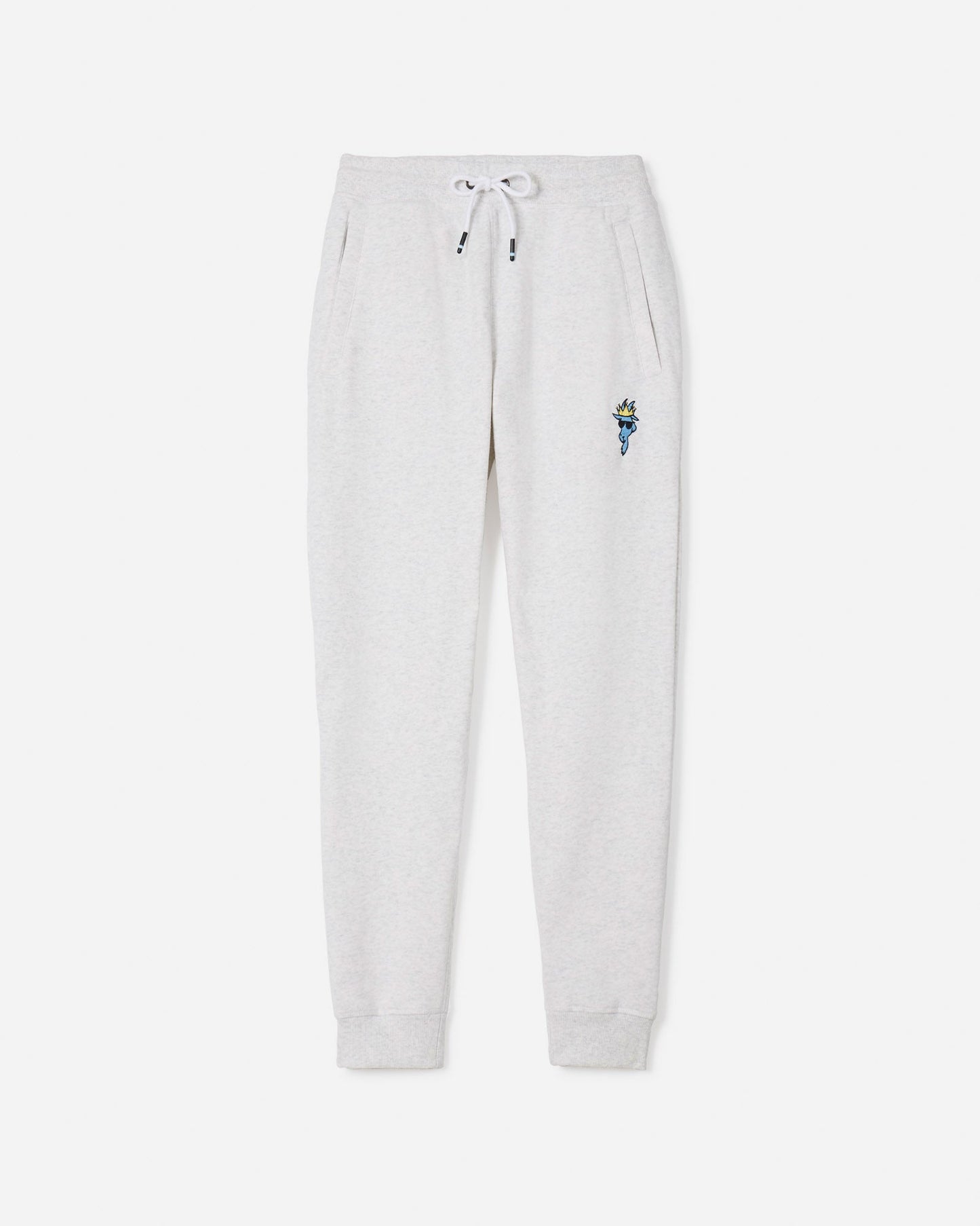 Front of heather white OG Fleece Joggers#color_heather-white