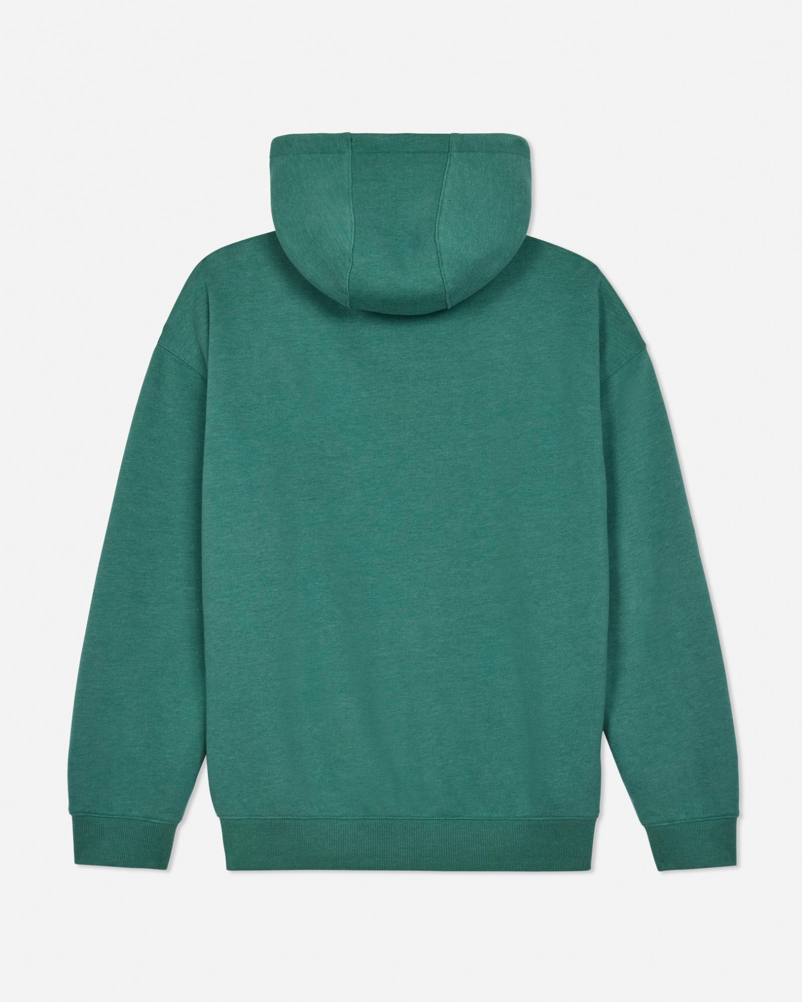 Back of green hoodie on a light gray background#color_deep-sea