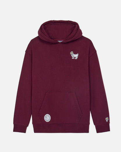 Maroon hoodie with a small white goat design on a light gray background#color_windsor-wine