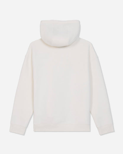 A plain white hooded sweatshirt shown from the back, photographed against a clean white background.#color_bone