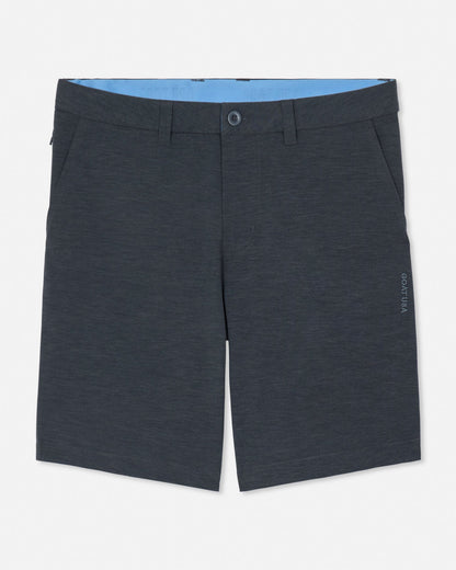 Dark gray shorts with a blue lining on a light gray background#color_gray