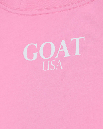 Pink t-shirt with 'GOAT USA' text in white#color_paradise-pink