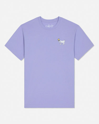 Light purple t-shirt with a small graphic on a white background#color_periwinkle
