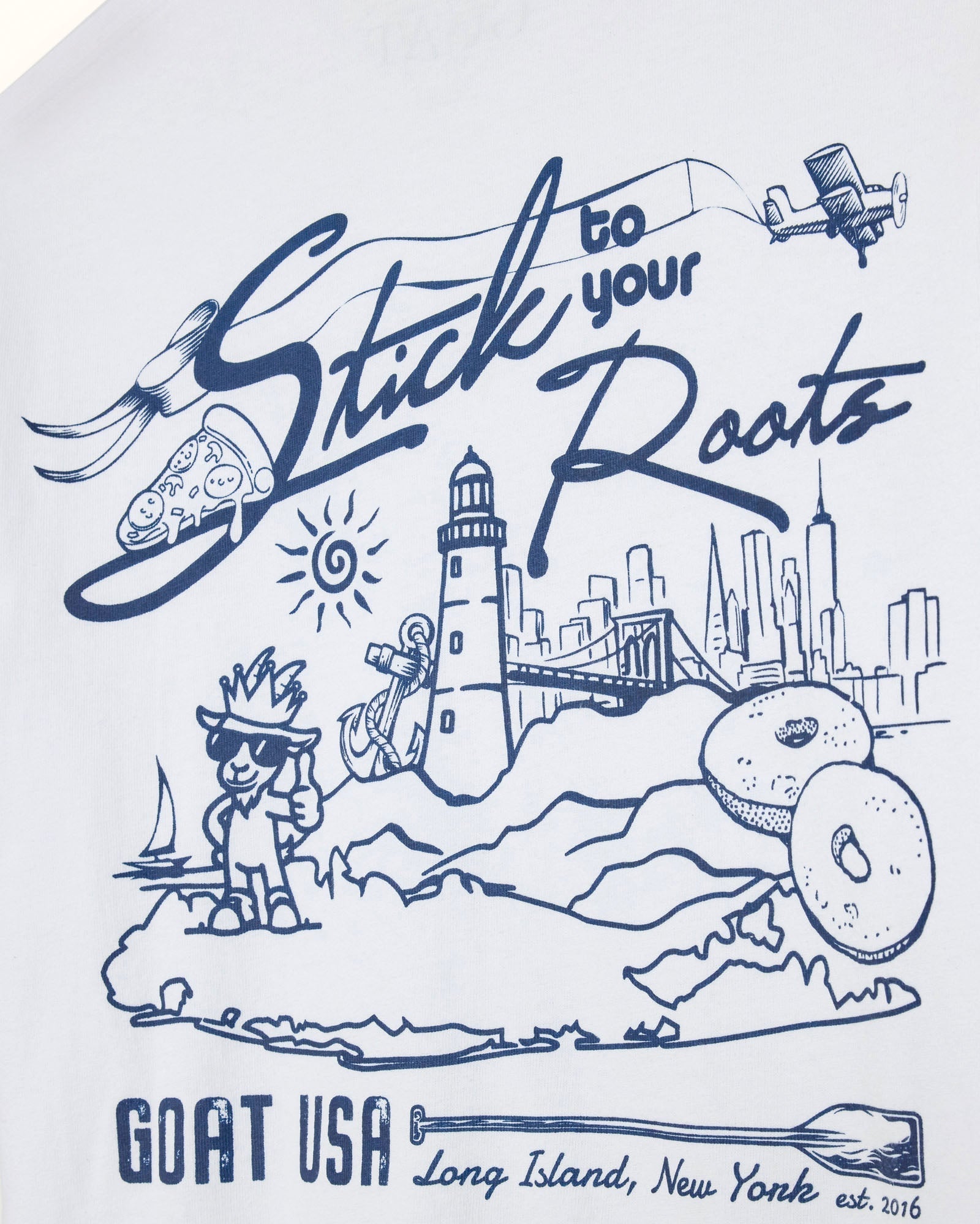Illustrative design with text 'Stick to your Roots' and various elements on a white background.