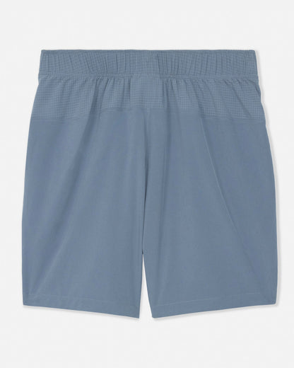 Gray shorts with a textured waistband on a light gray background#color_storm-gray