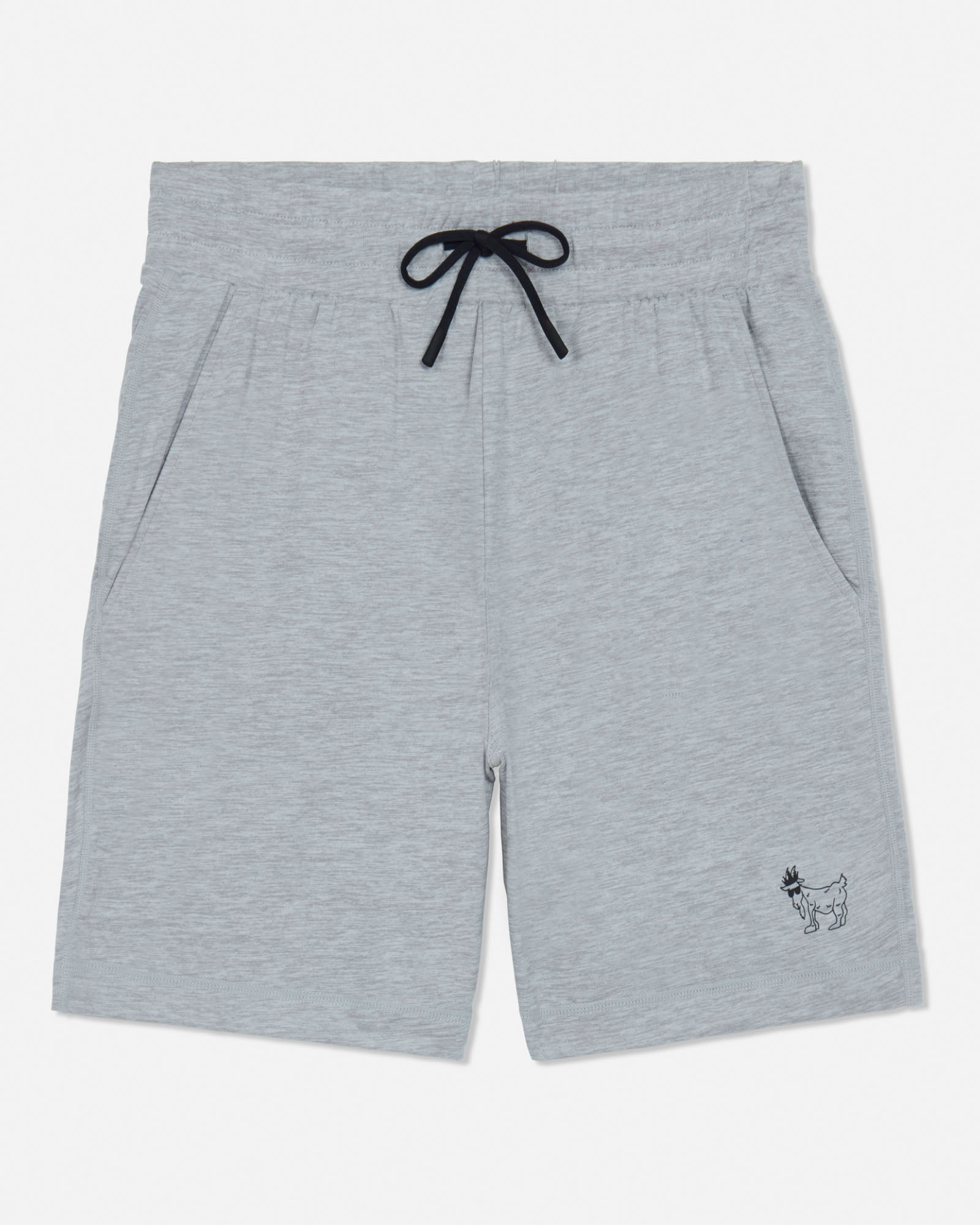 Gray shorts with a small logo on a white background#color_space-dye-gray