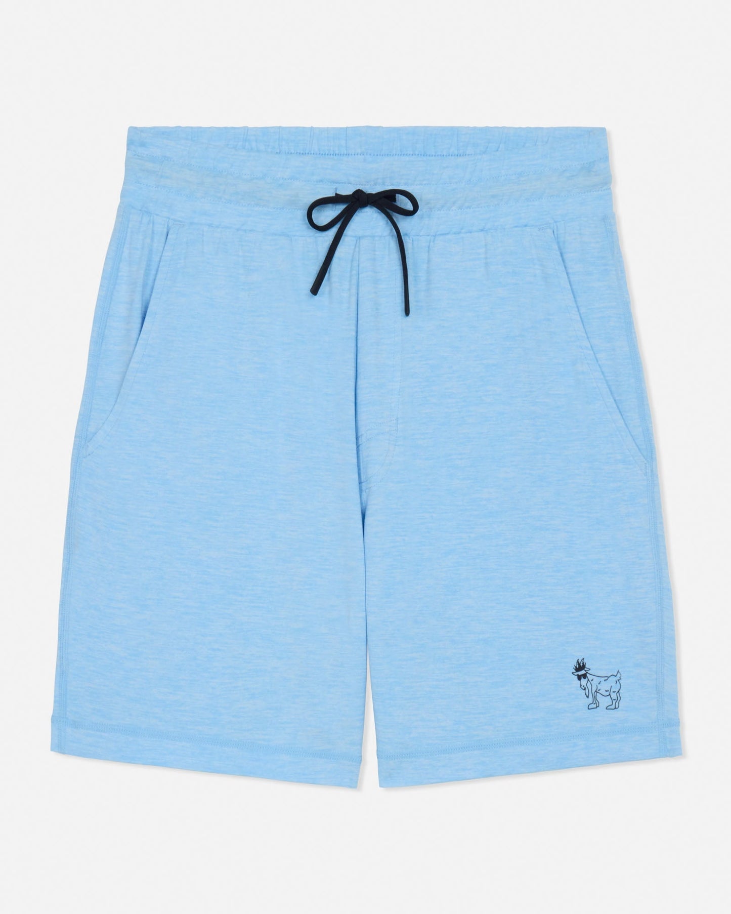 Light blue shorts with a black drawstring on a white background#color_carolina-blue