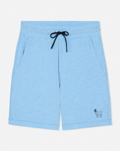 Light blue shorts with a black drawstring on a white background#color_carolina-blue