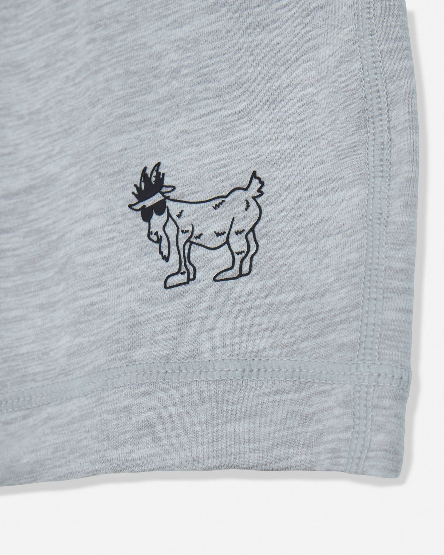 Gray fabric with a black embroidered design of a goat wearing a crown on a white background#color_space-dye-gray