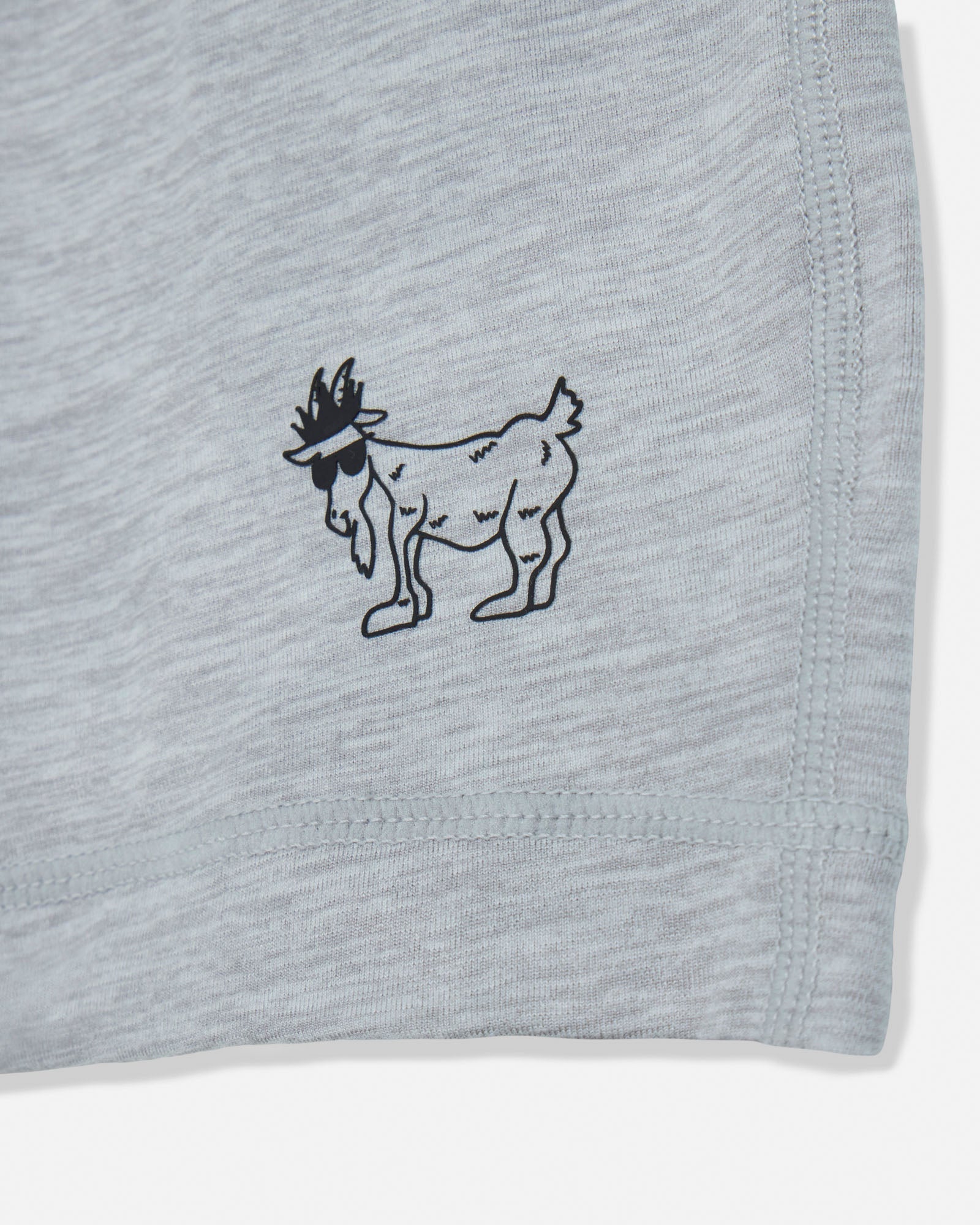 Gray fabric with a black embroidered design of a goat wearing a crown on a white background#color_space-dye-gray