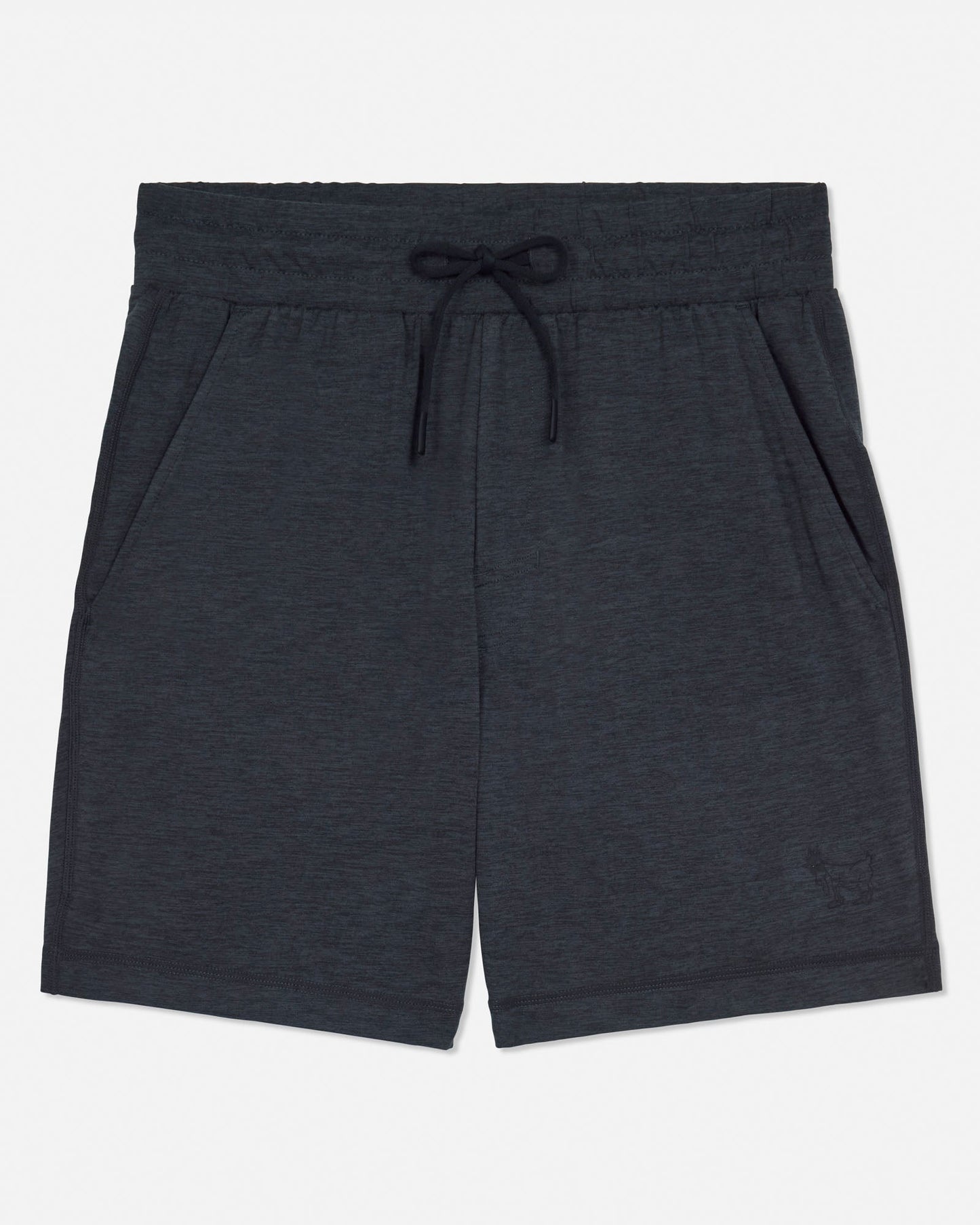 Dark gray shorts with a drawstring on a white background#color_space-dye-black