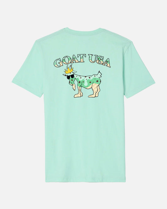 Back of mint t-shirt with Chuck the mint-chip ice cream GOAT design