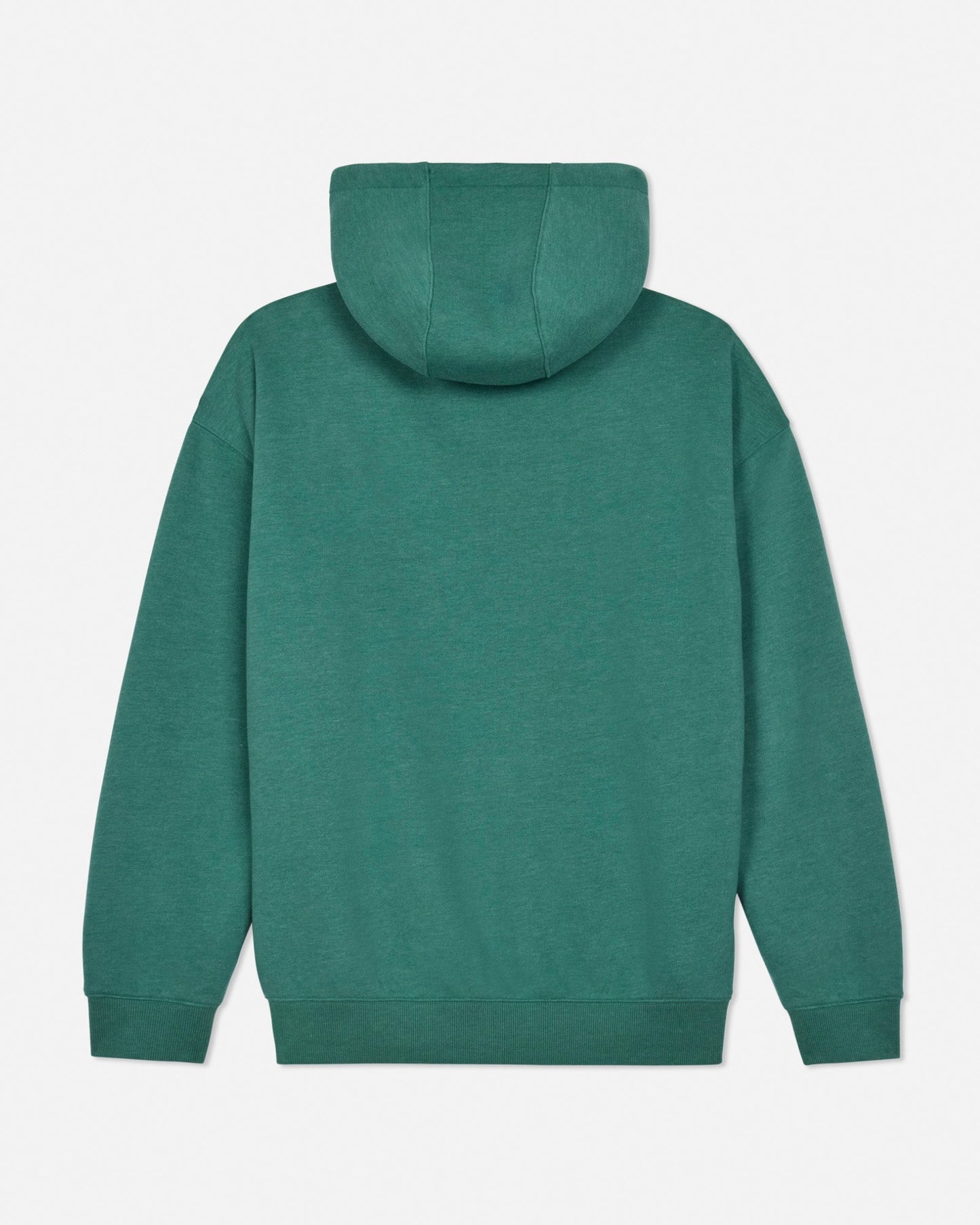Back of green hoodie on a light gray background#color_deep-sea