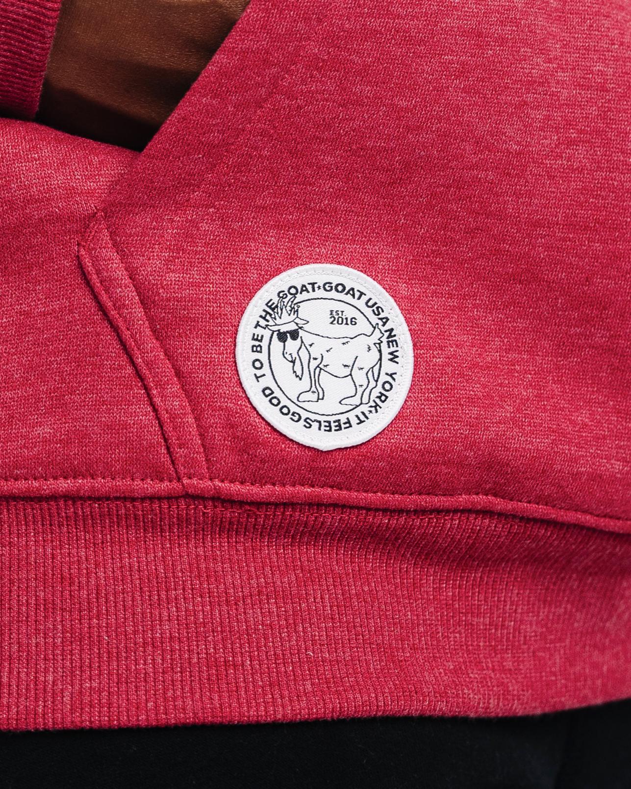 Close-up of patch on cardinal WG Hooded Sweatshirt#color_cardinal