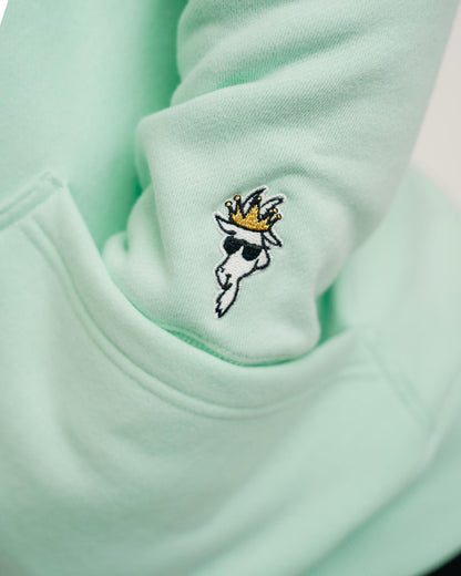 Close-up of sleeve embroidery logo mint WG Hooded Sweatshirt#color_mint