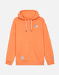 Orange hoodie with a small graphic on the chest against a light gray background#color_muskmelon