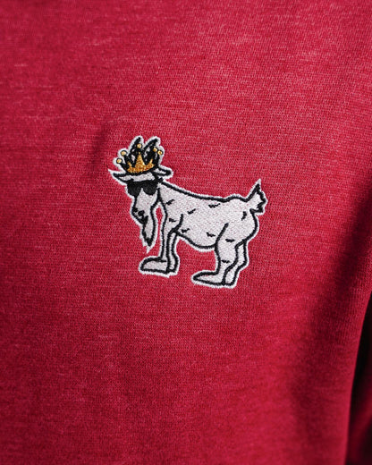 Close-up of logo on cardinal WG Hooded Sweatshirt#color_cardinal