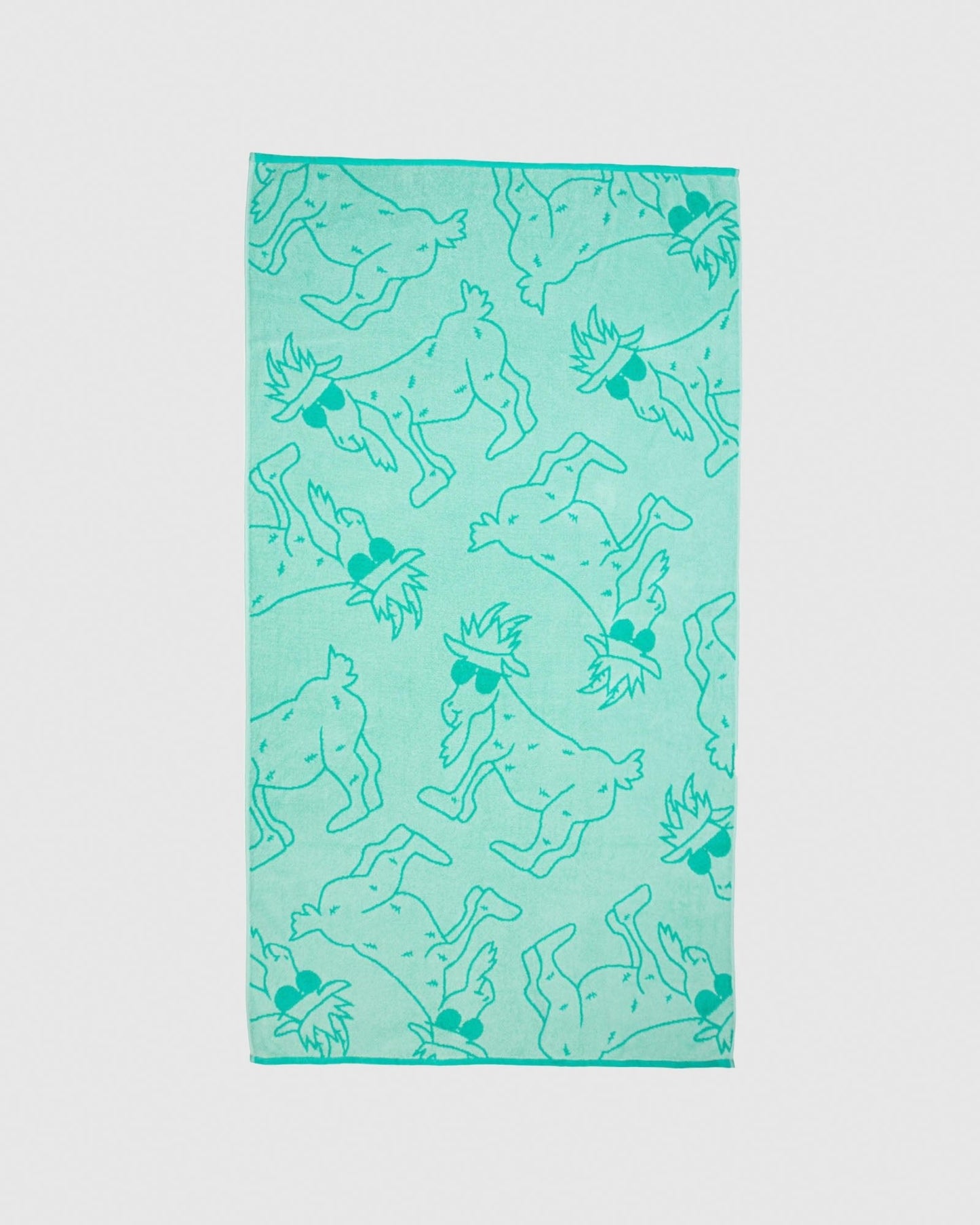 Mint beach towel with green goats#color_mint-turquoise
